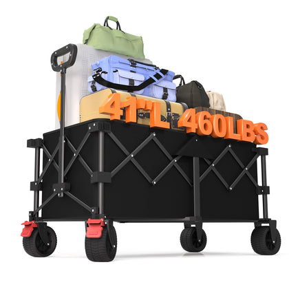 Suemoss 41-inch collapsible wagon extended for easy transport and family outings.