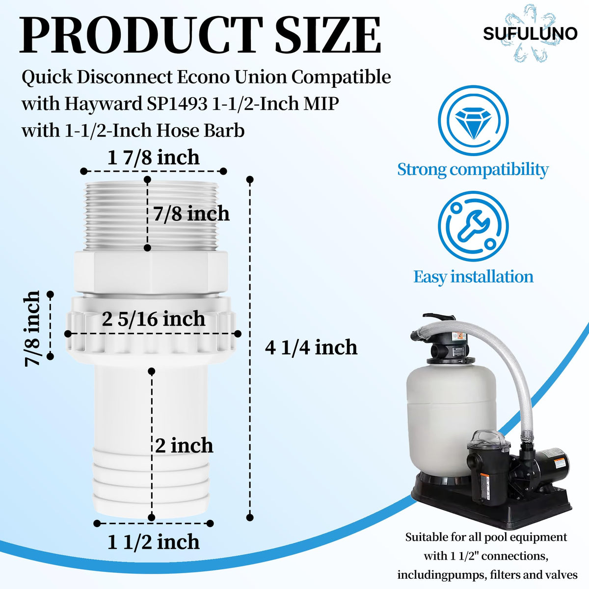 SUFULUNO SP1493 hose barb connection simplifies attaching hoses to pumps.