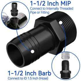 SPX1091Z2 adapter demonstrating 1.5 inch hose barb connection.