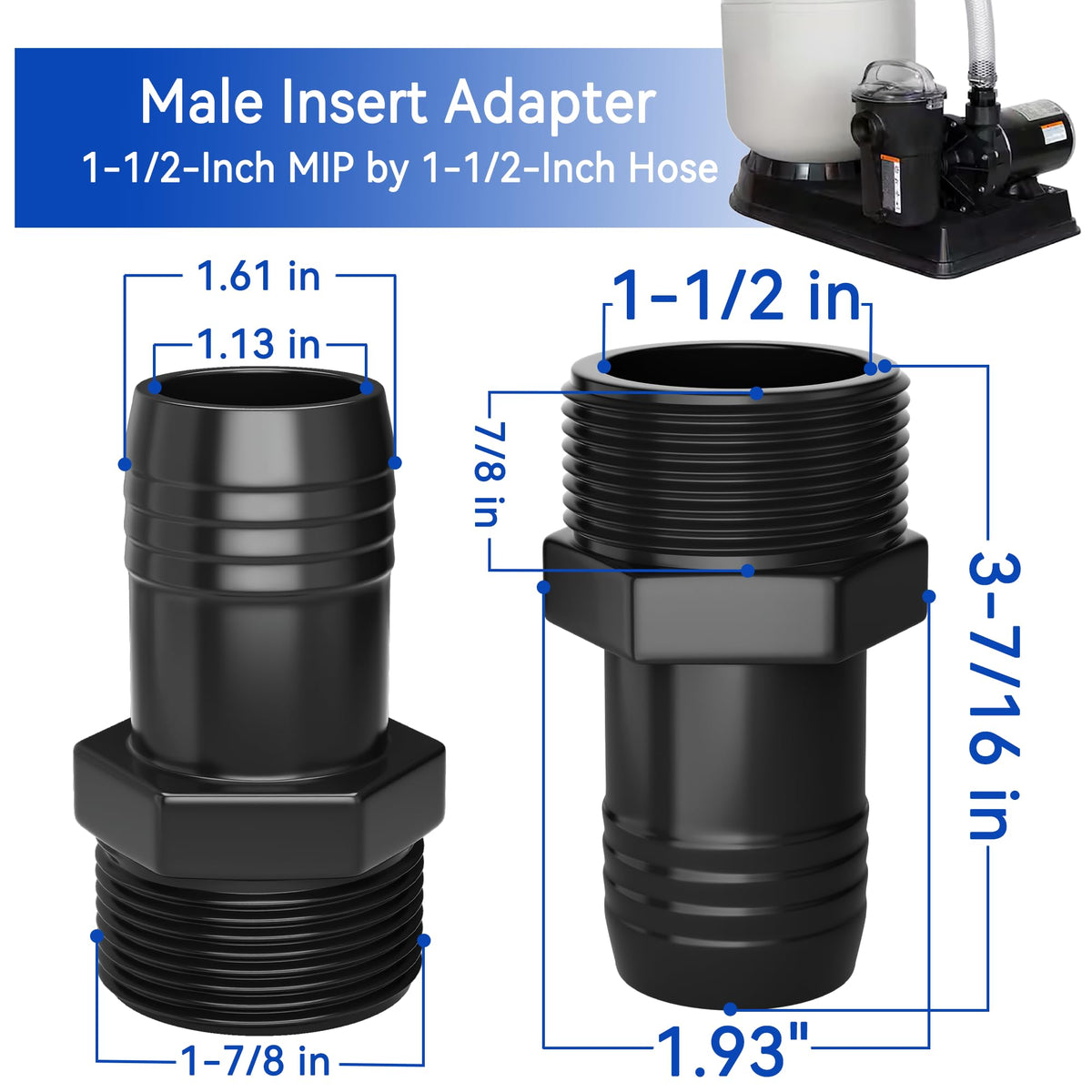 Close-up of SPX1091Z2 adapter showing threaded MIP to FIP connection.
