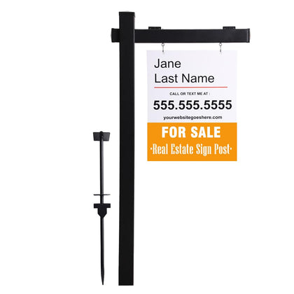 SUFUS 6ft PVC sign post in black for durable outdoor display