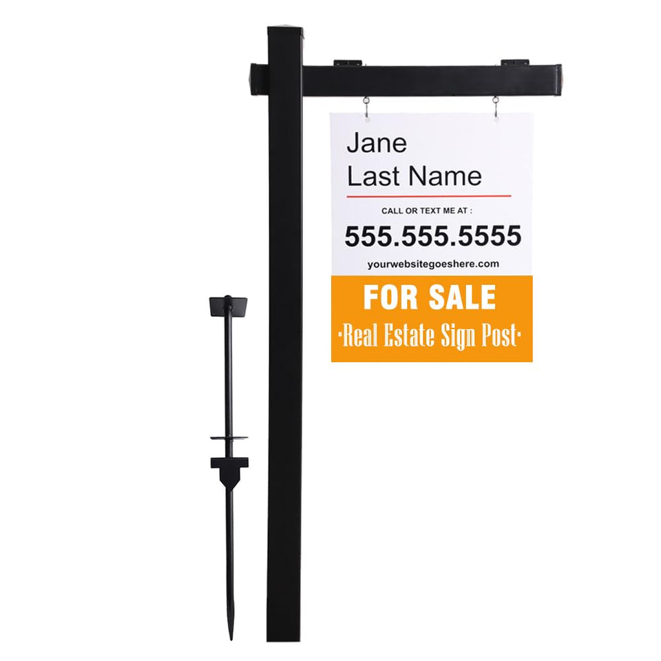 SUFUS 6ft PVC sign post in black for durable outdoor display