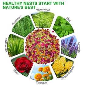 Suicatene nesting herbs in nesting box promoting calm hens
