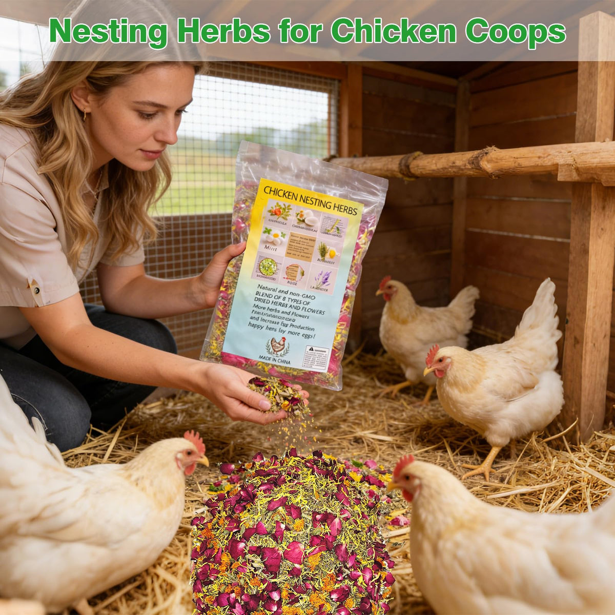 Coop scene with Suicatene herbs enhancing natural air freshness
