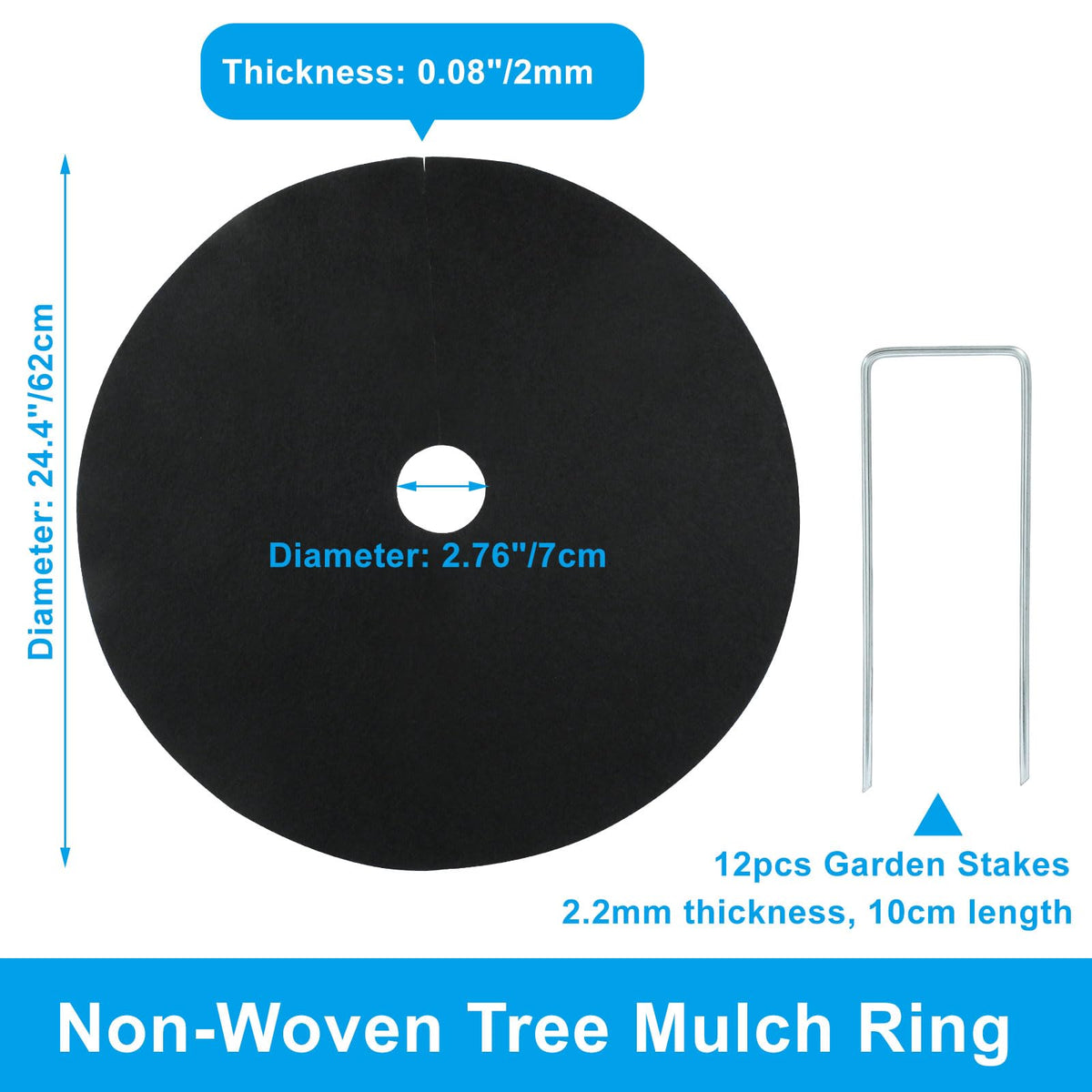 Suiwotin non-woven mulch ring promotes airflow around roots for healthier growth.