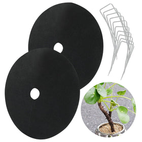 Suiwotin mulch ring with 12 stakes enables quick, sturdy installation.
