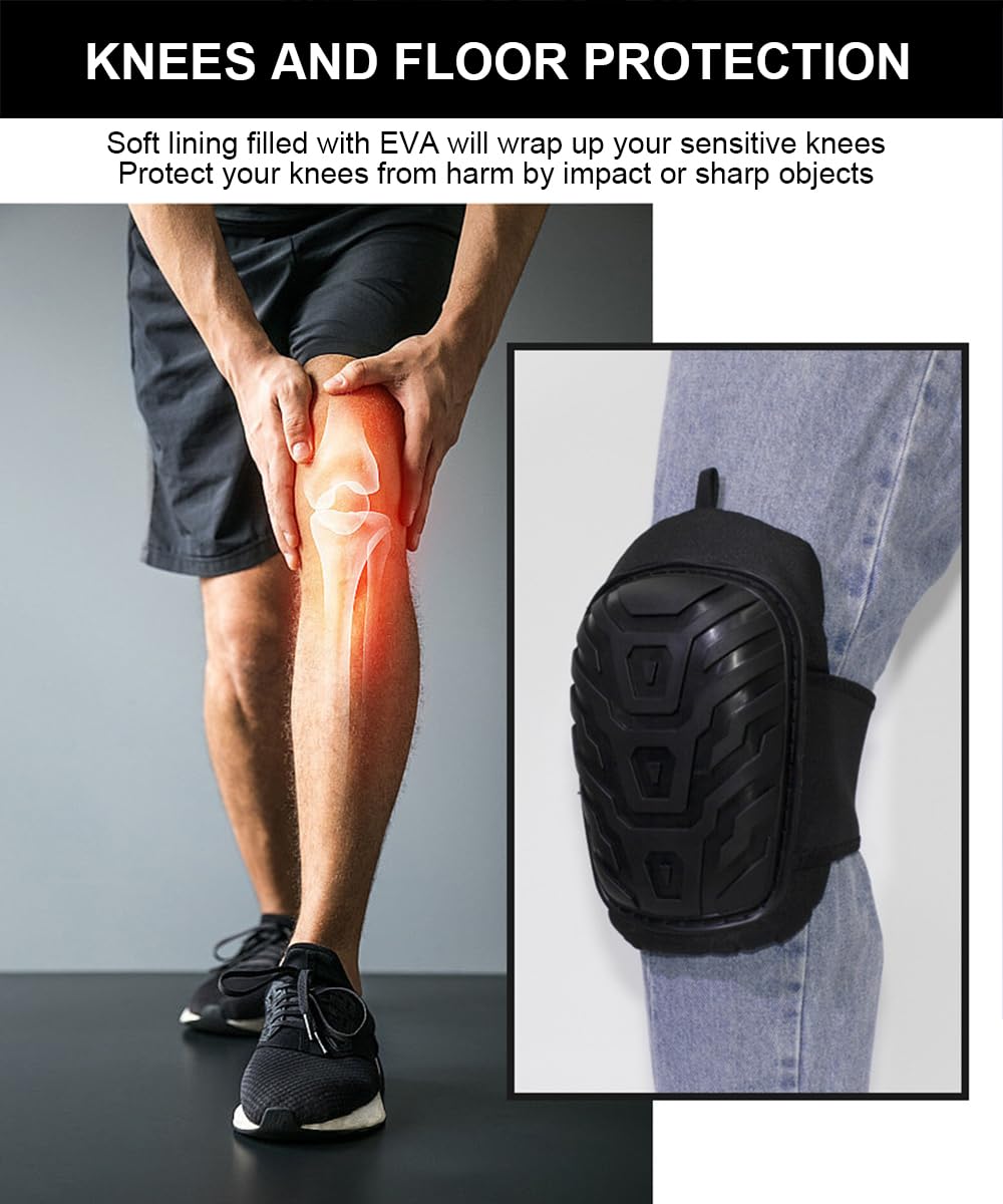 SUJAYU knee pads with anti-skid PVC shield for stable kneeling on slick surfaces