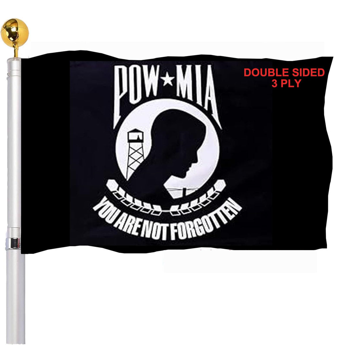 SUJEB Pow Mia Flag 3x5 outdoor double-sided for clear visibility