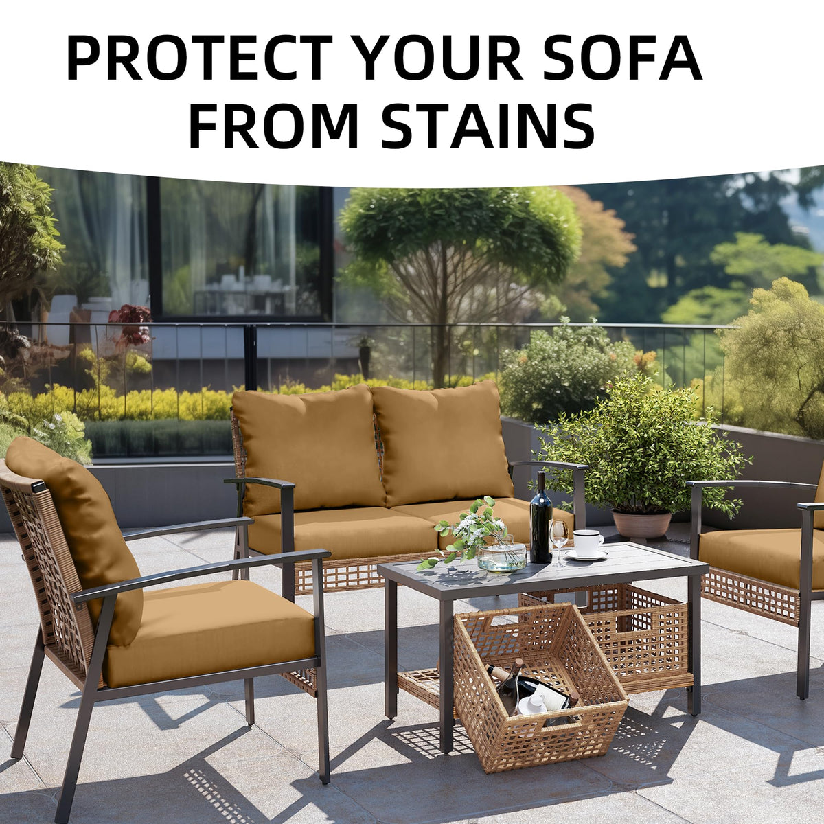 SUKAIKEQA color-pattern cushion covers offer versatile styling to brighten any patio.