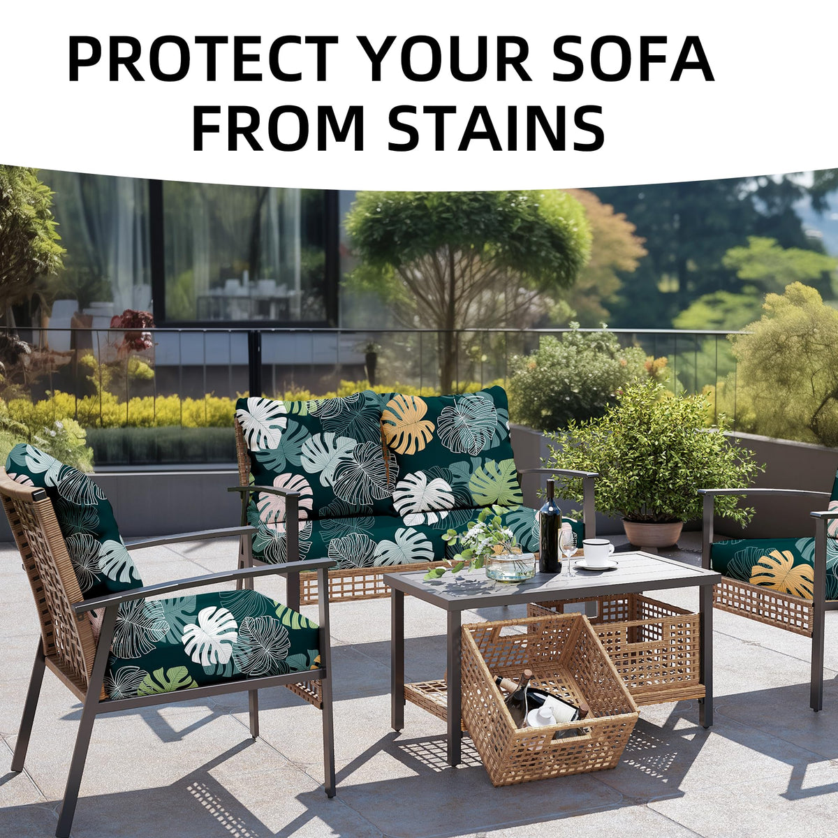 SUKAIKEQA durable outdoor fabric keeps cushions protected in all seasons.