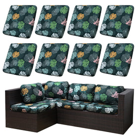 SUKAIKEQA outdoor cushion cover set, 8 pieces, weather-ready for patio furniture.