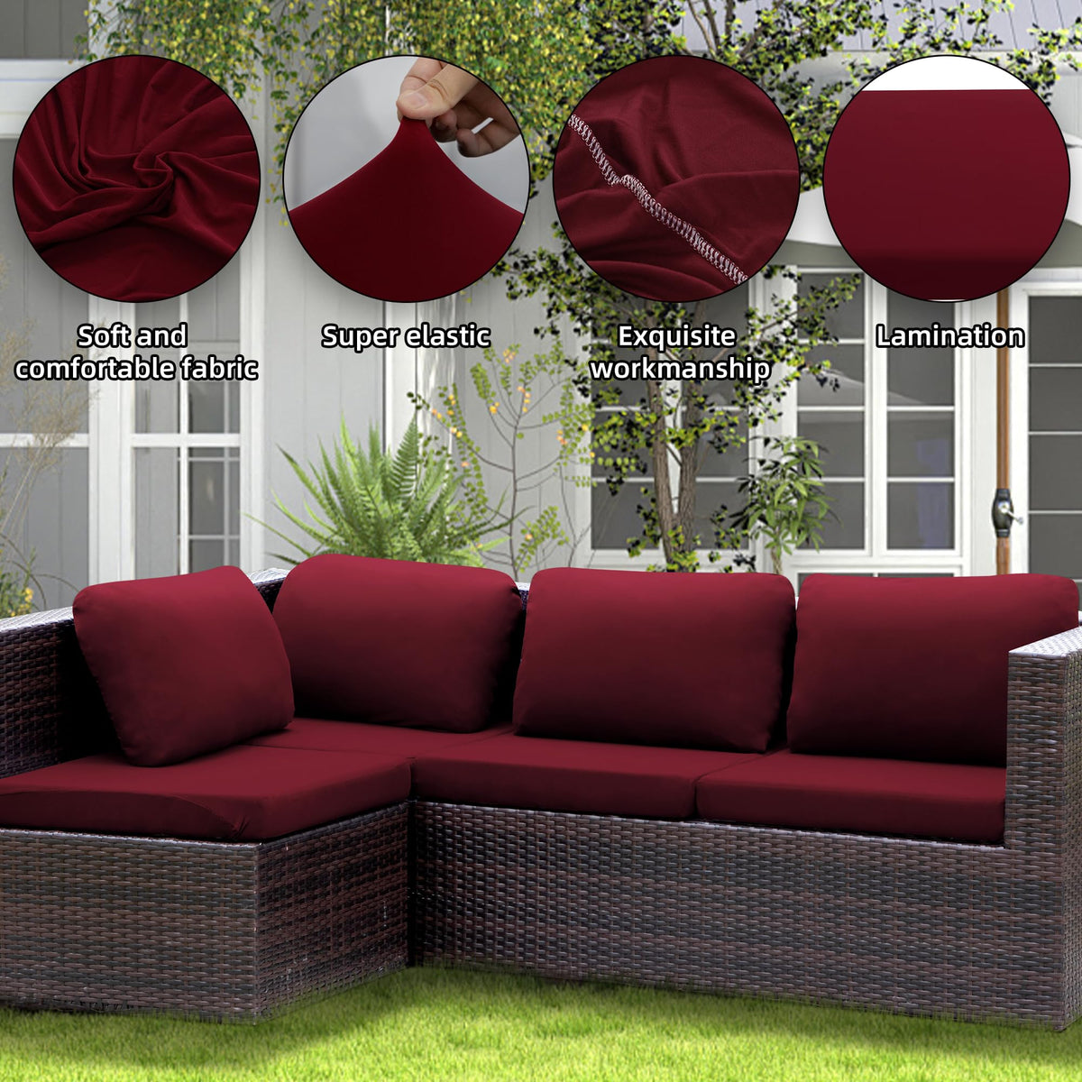 SUKAIKEQA multi-piece configuration shows complete patio coverage