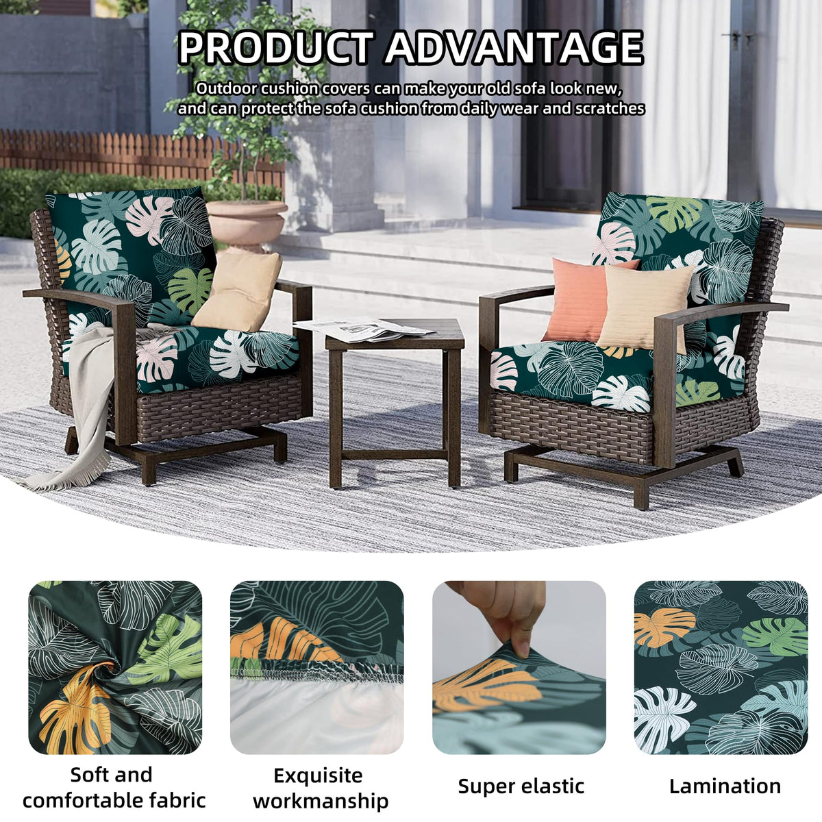 SUKAIKEQA slip-on cushion cover allows quick refresh without tools.