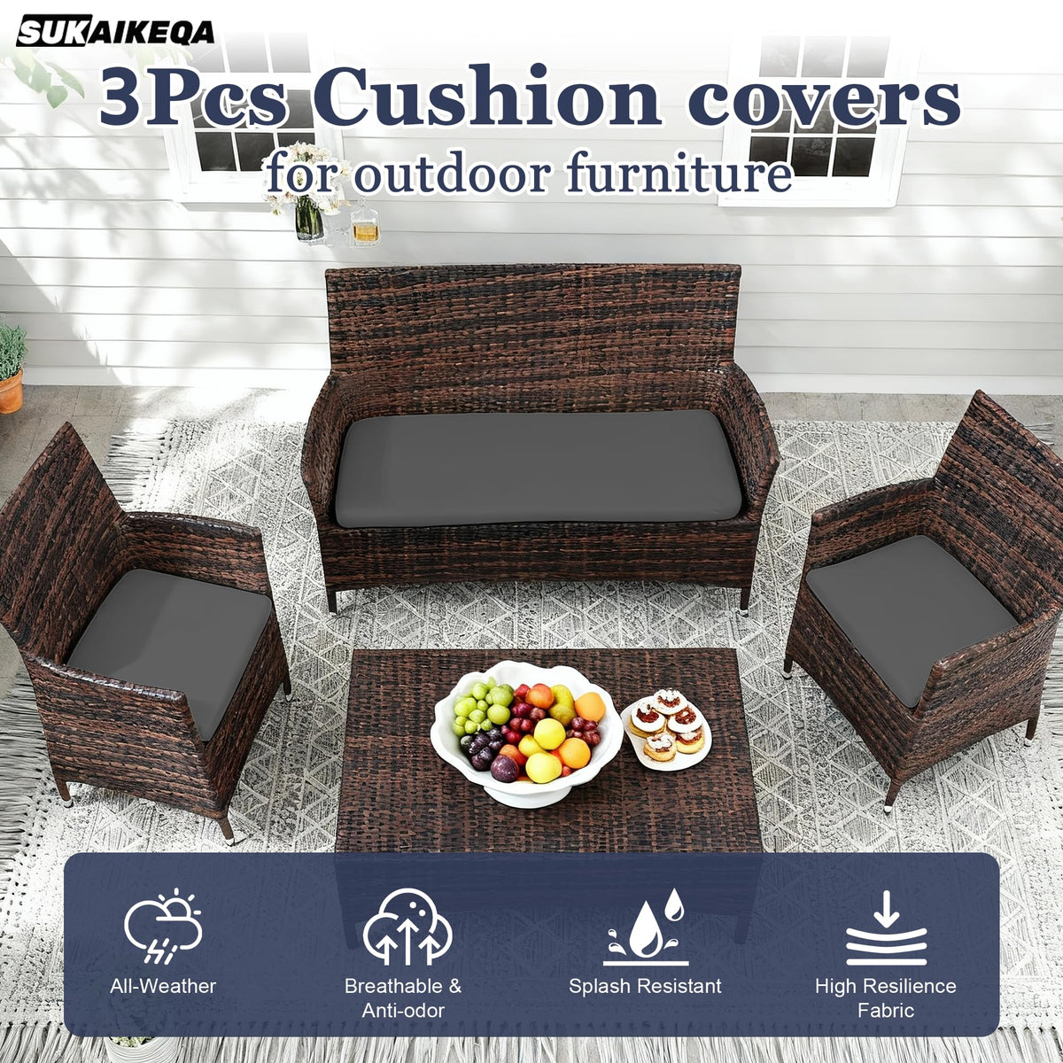 SUKAIKEQA anti-fade fabric resists color loss for long-lasting outdoor use.