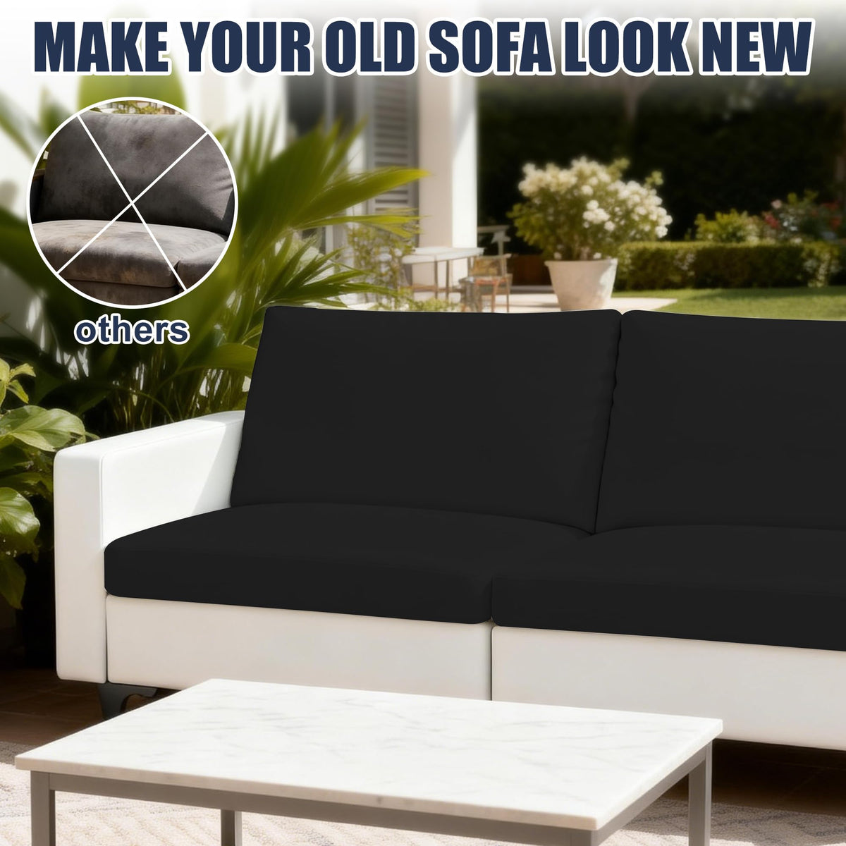 SUKAIKEQA machine-washable patio cushion cover for easy care.