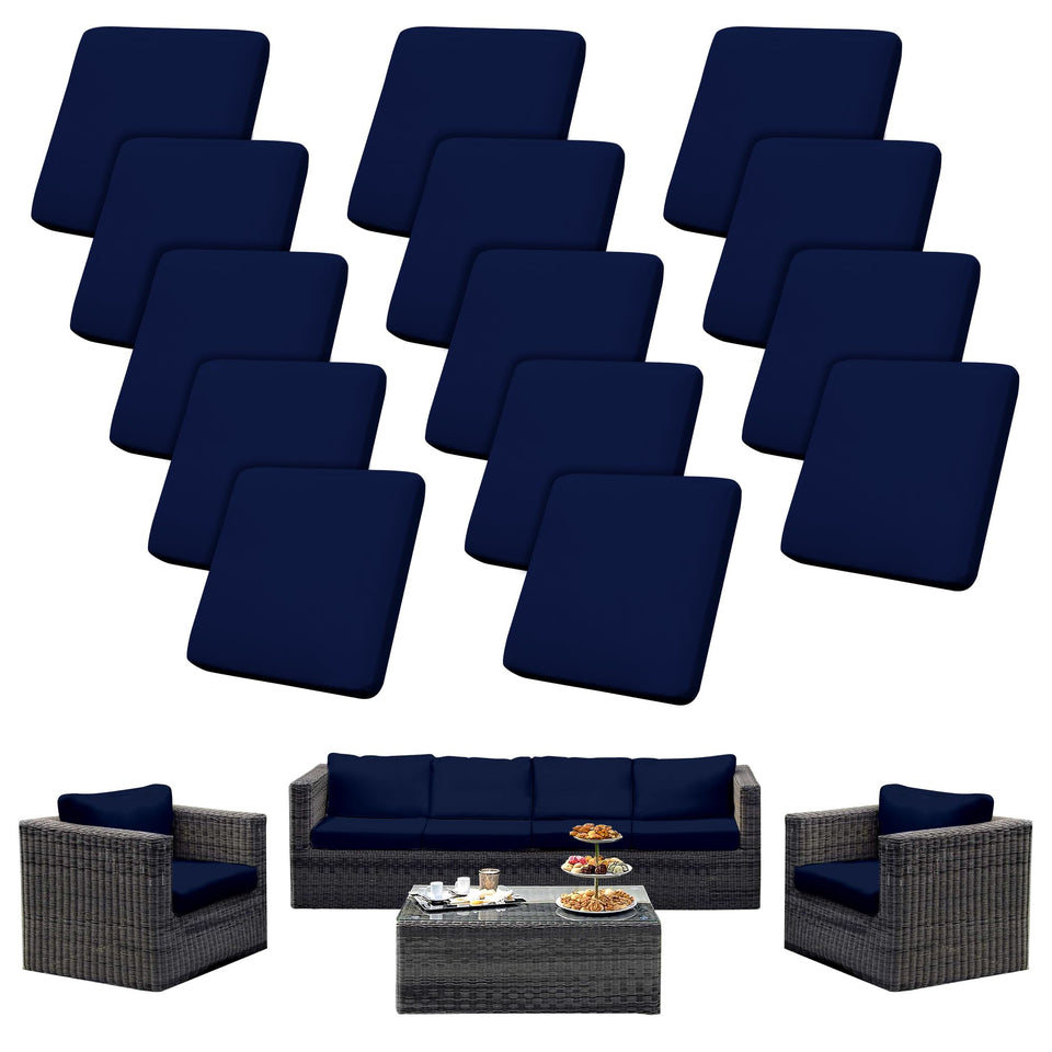 SUKAIKEQA outdoor cushion covers set closeup shows snug stretch fit.