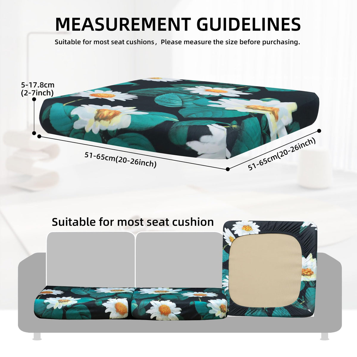 Stretch fabric on SUKAIKEQA cushion covers for a secure, zipper-free fit.