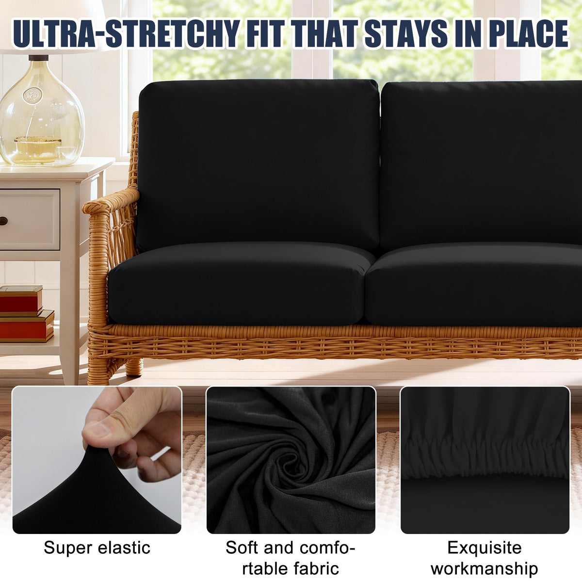 SUKAIKEQA stretch fabric blends 92% polyester with 8% spandex for flexibility.