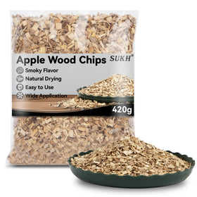 Sukh 420G apple wood chips packaging ready for grilling.