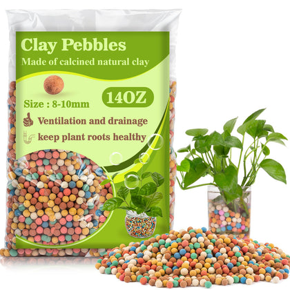 Sukh clay pebbles in mixed colors provide effective drainage for potted plants.