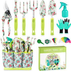 SUKKI 13-piece garden tool set with floral pattern for versatile gardening tasks.