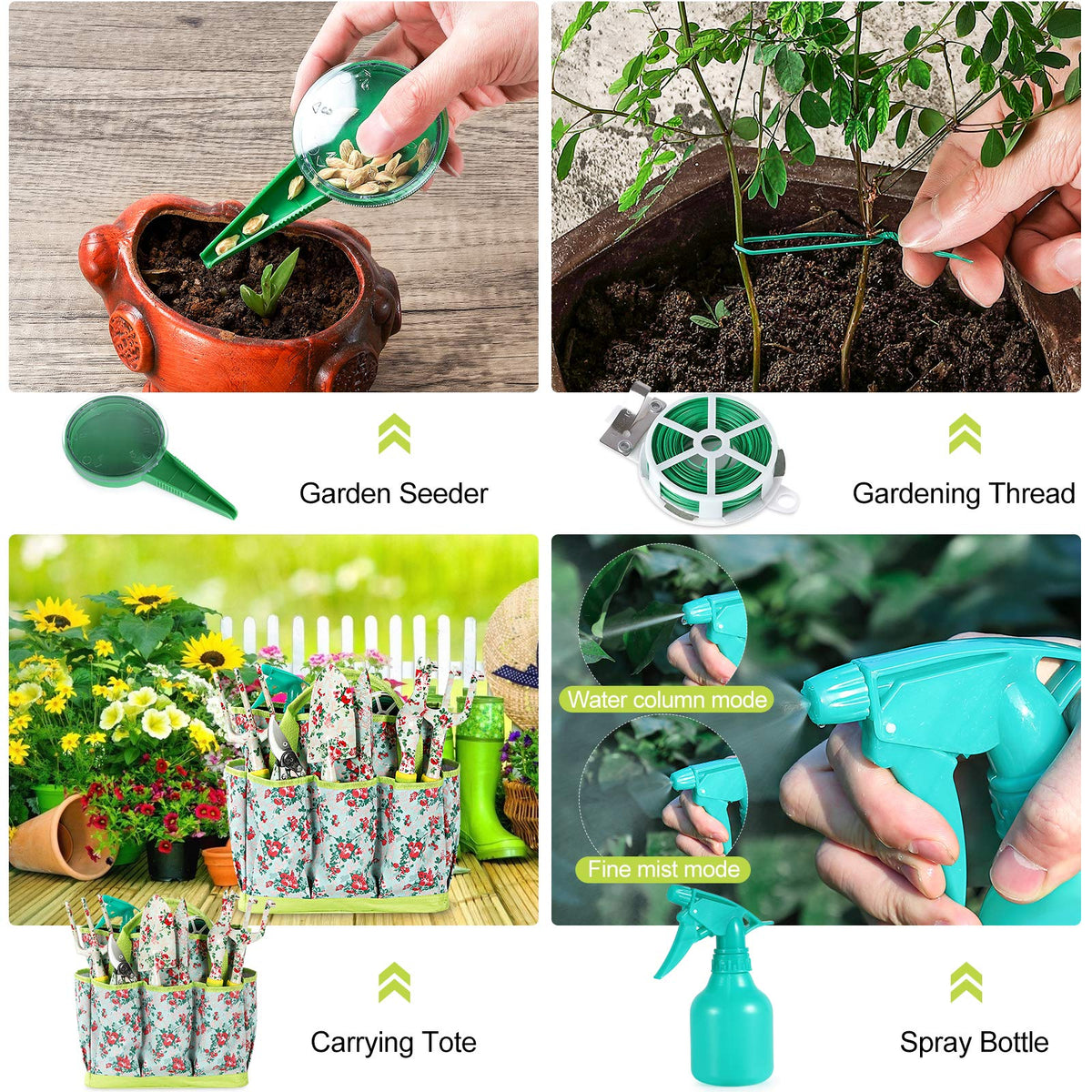 Rotatable sprayer offers adjustable mist and direct spray for precise watering.