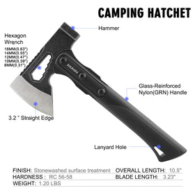 SULKADA camping hatchet handle, fiberglass shock-reduction for comfort.