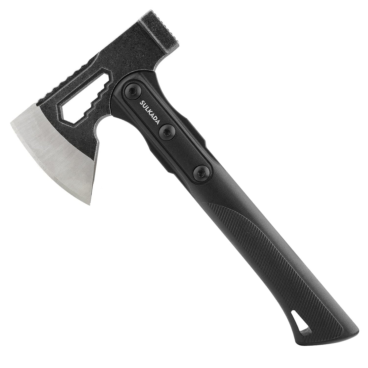 SULKADA camping hatchet head, forged in one piece for rugged outdoor tasks.