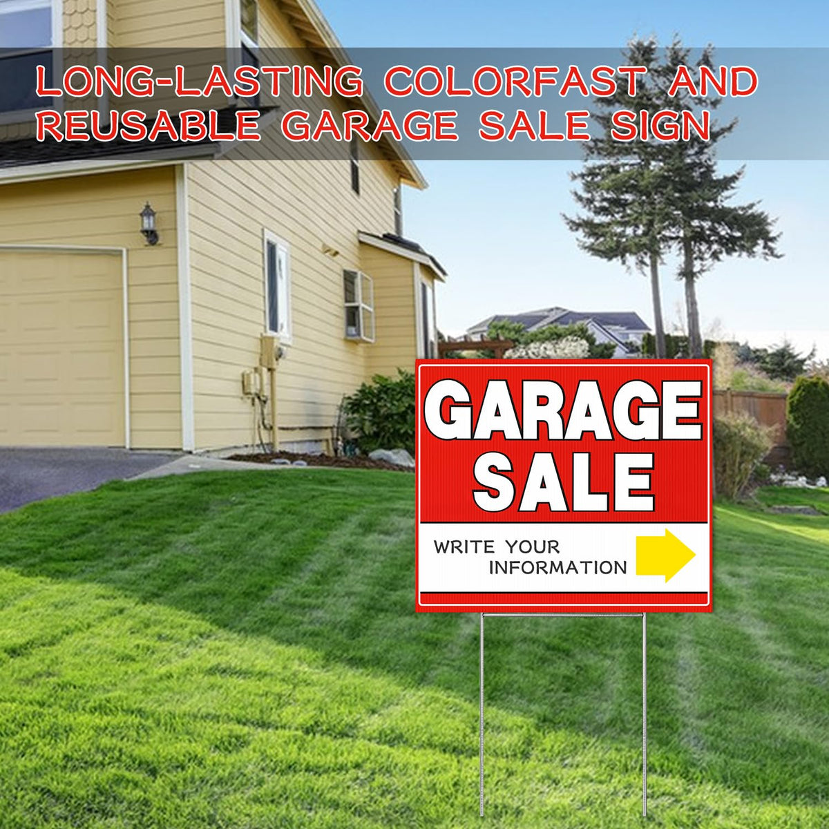 Sumalon sign installation demo shows tool-free setup with stakes into ground