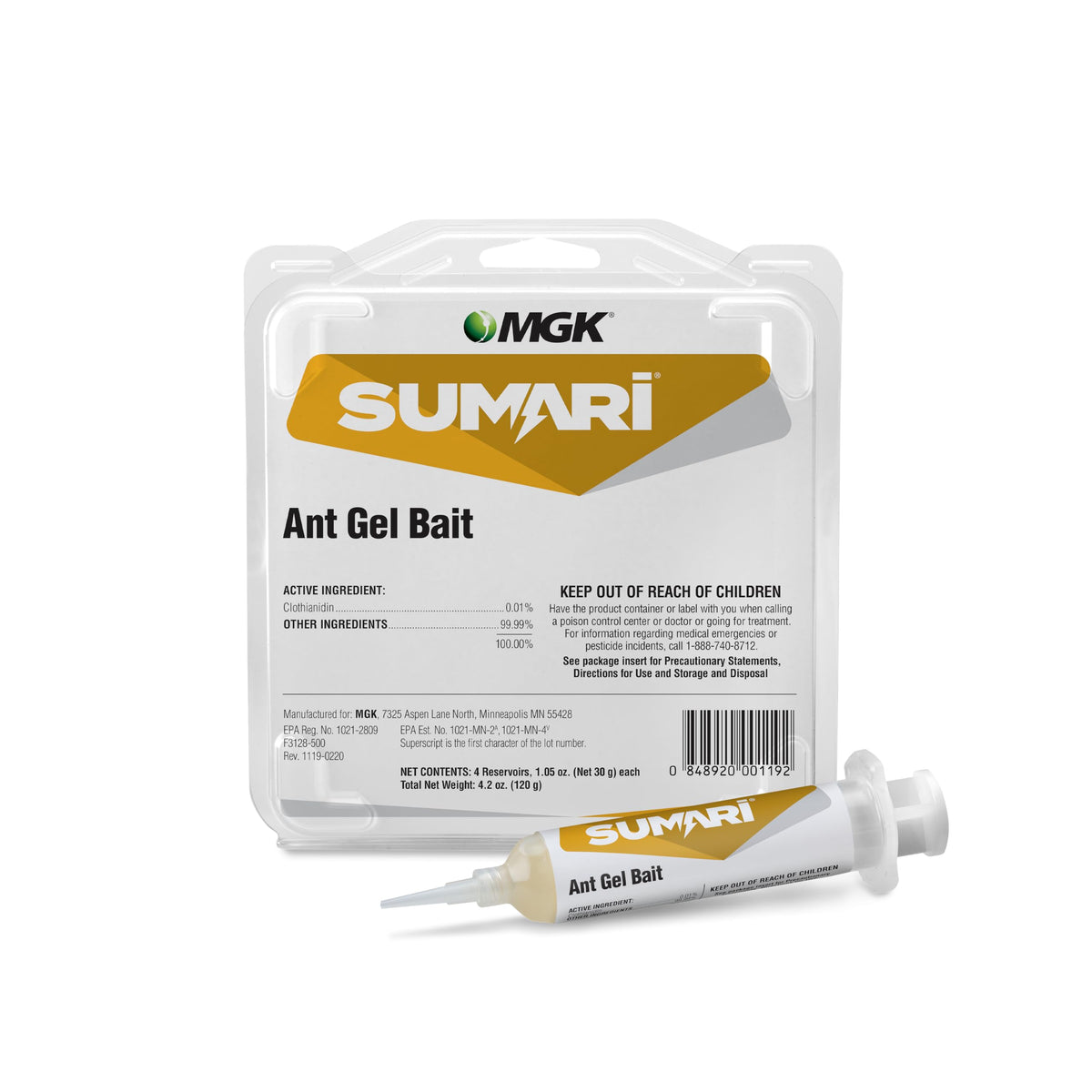 Sumari MGK Ant Gel Bait tube ready for precise spot treatment indoors and outdoors.