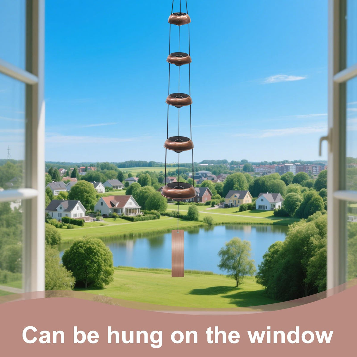 SumDirect wind chimes with braided rope hanging for quick porch or tree installation.