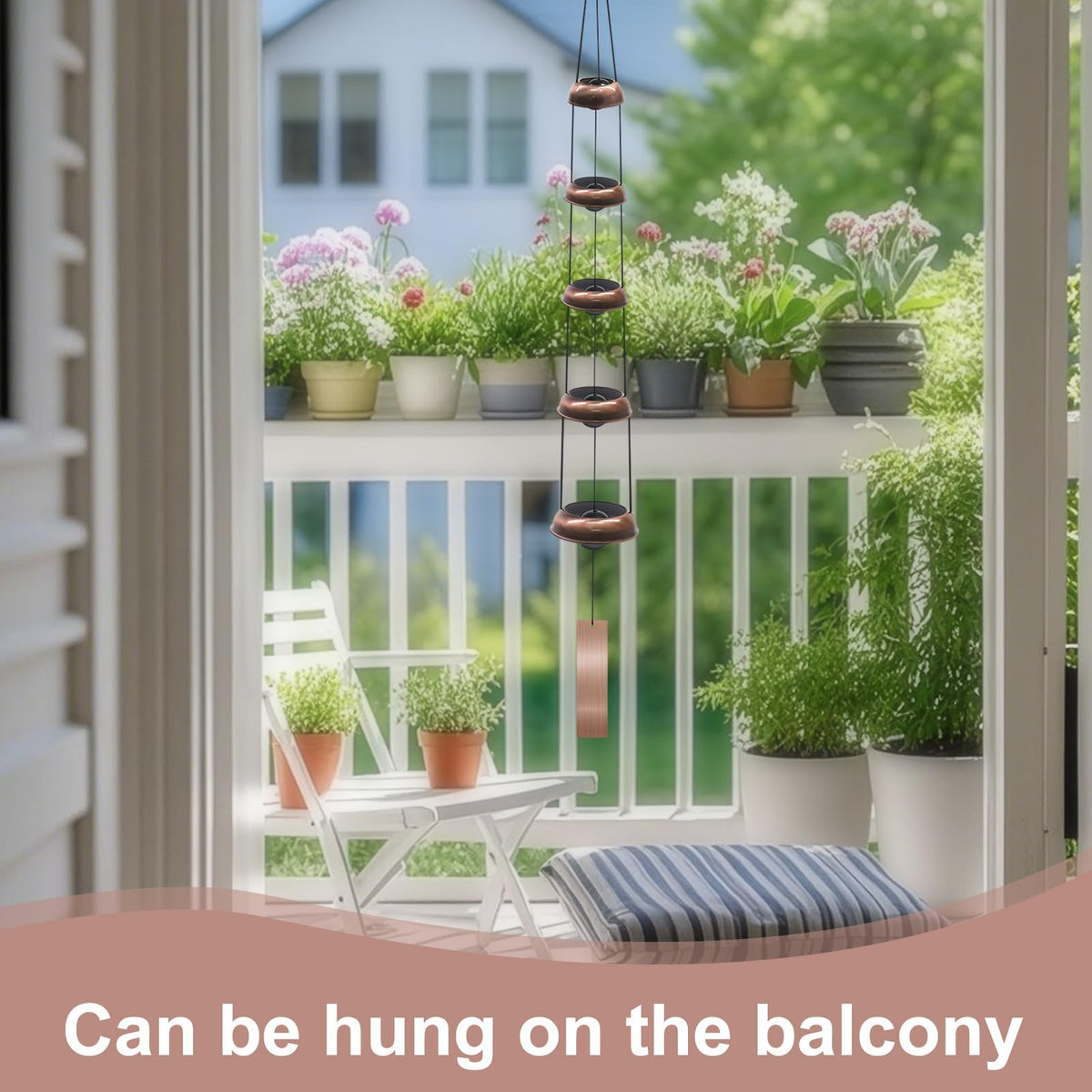 SumDirect wind chimes red copper finish adds elegant visual appeal.