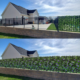 Sumery faux ivy privacy screen blocks some UV while allowing airflow