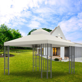 Sumfaller beige outdoor gazebo canopy complements patios and gardens.