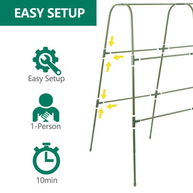 Sumgrow trellis supports beans and tomatoes for a tidy vertical garden.