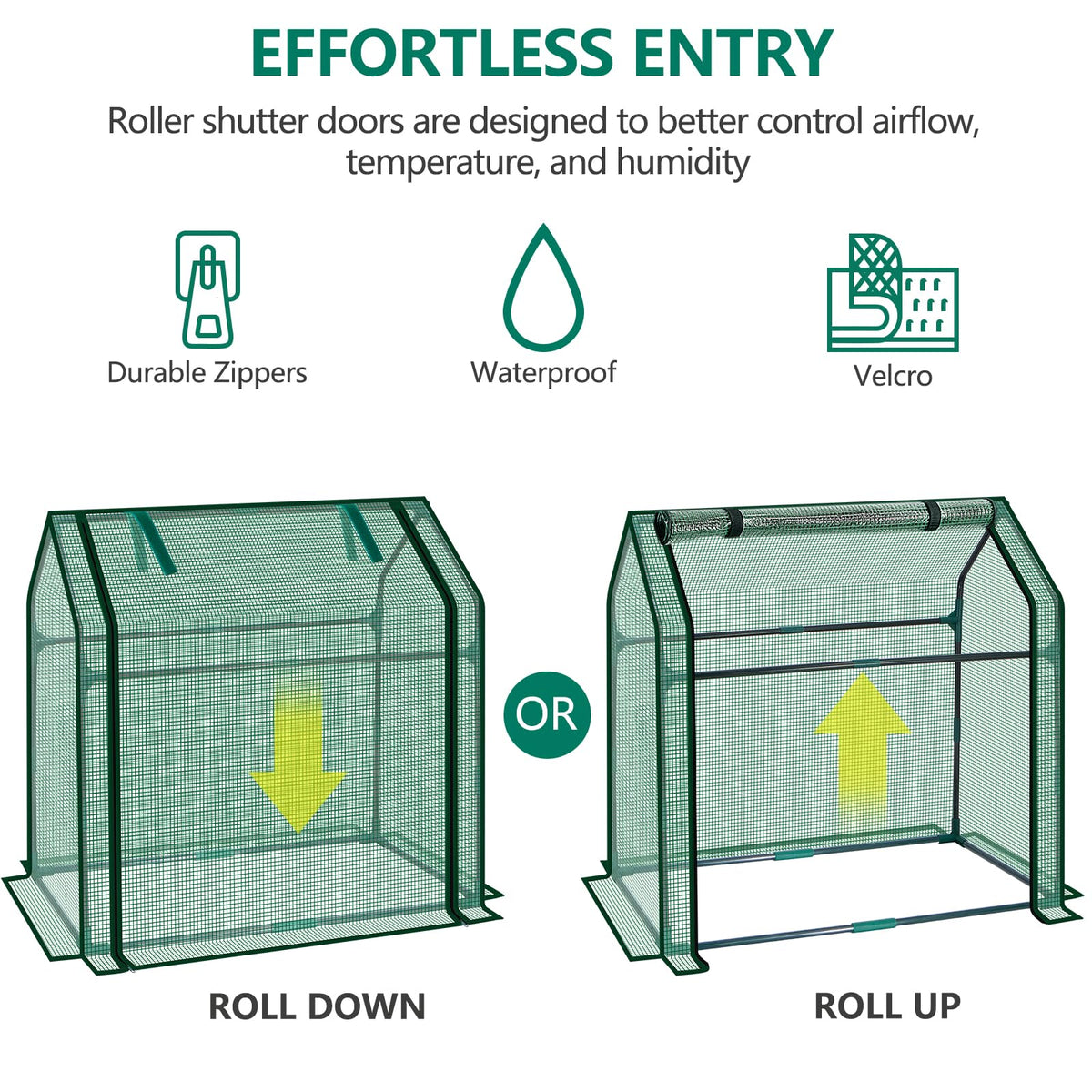 SUMGROW mini greenhouse steel frame detail emphasizes durability for year-round use.