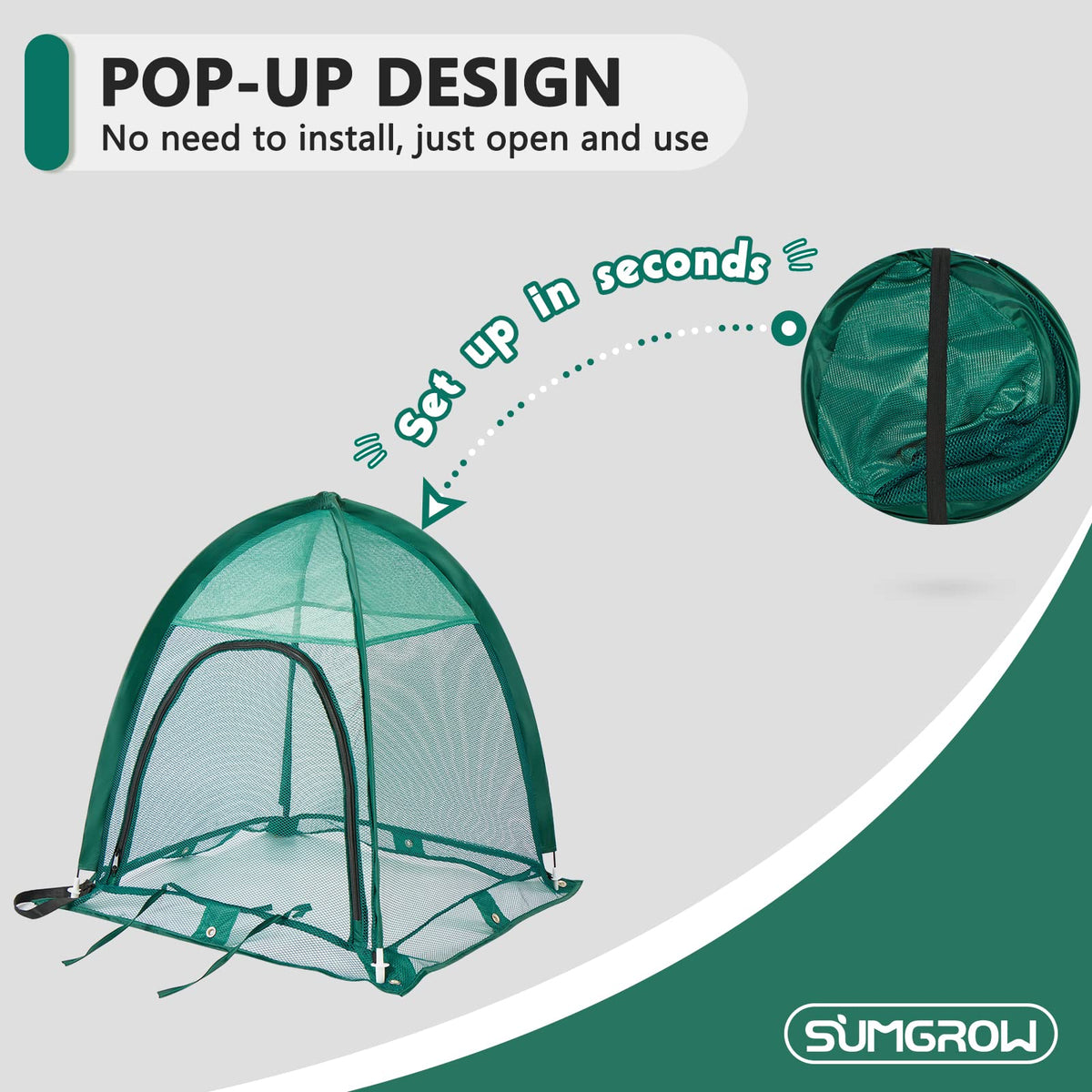 SUMGROW zippered window for easy plant checks