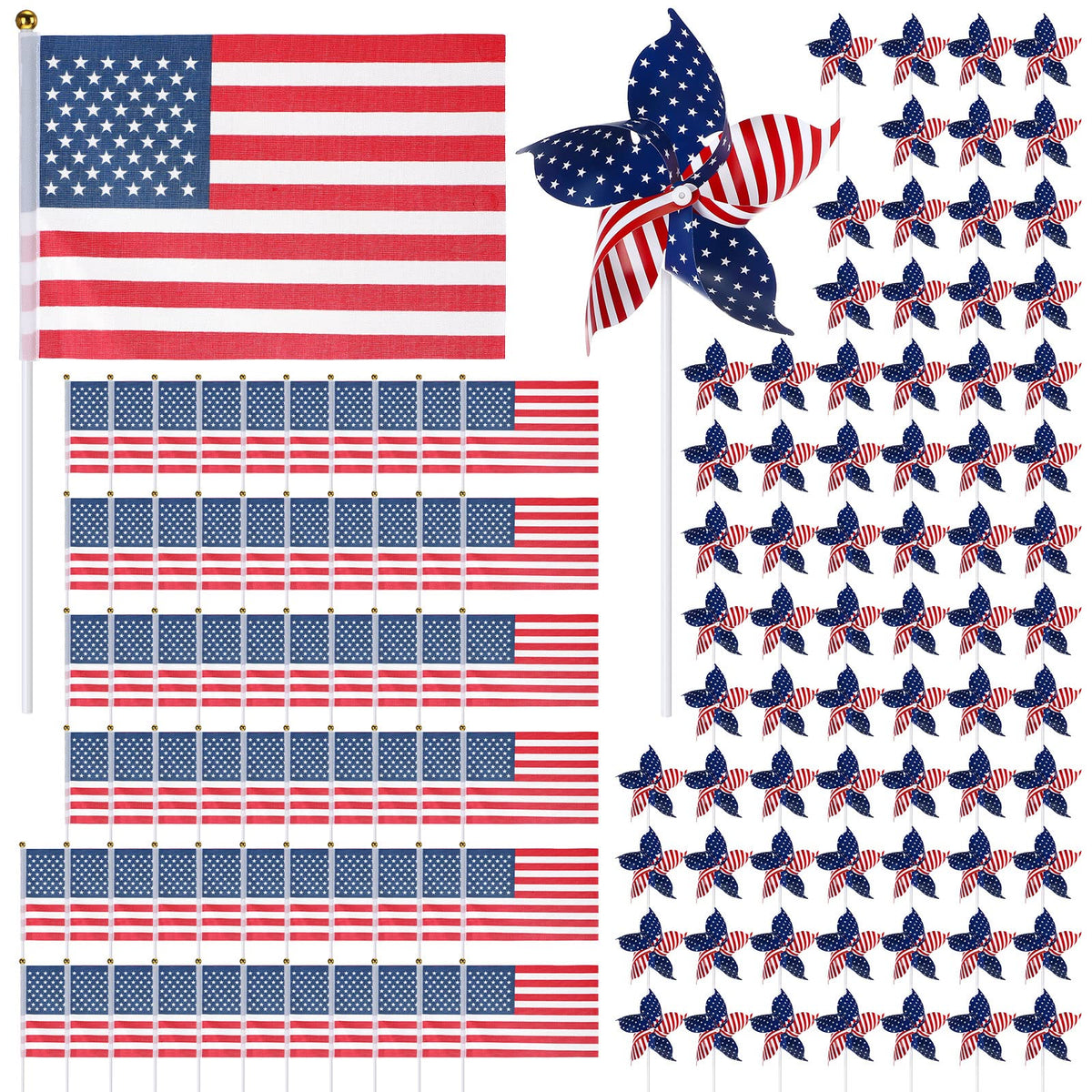 Sumind American flag pinwheel in yard decor for outdoor patriotic celebrations.