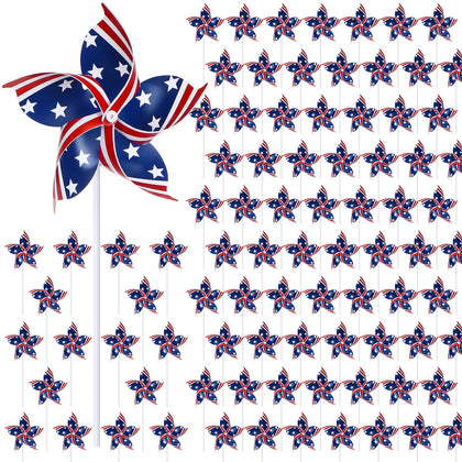 Sumind American flag pinwheels 200-pack—front view for vibrant yard display