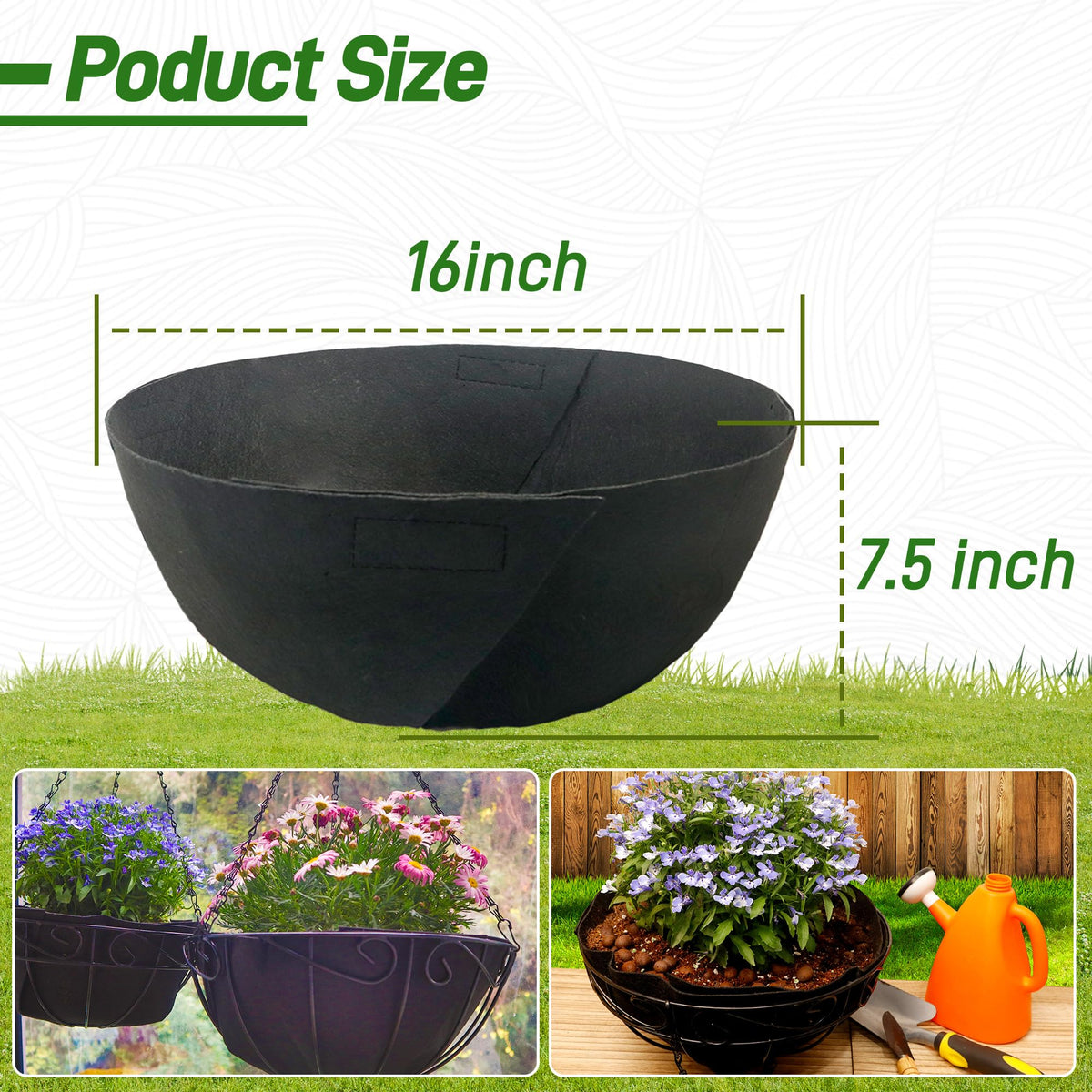 Sumloty felt planter liner 4-pack for durable, neat baskets