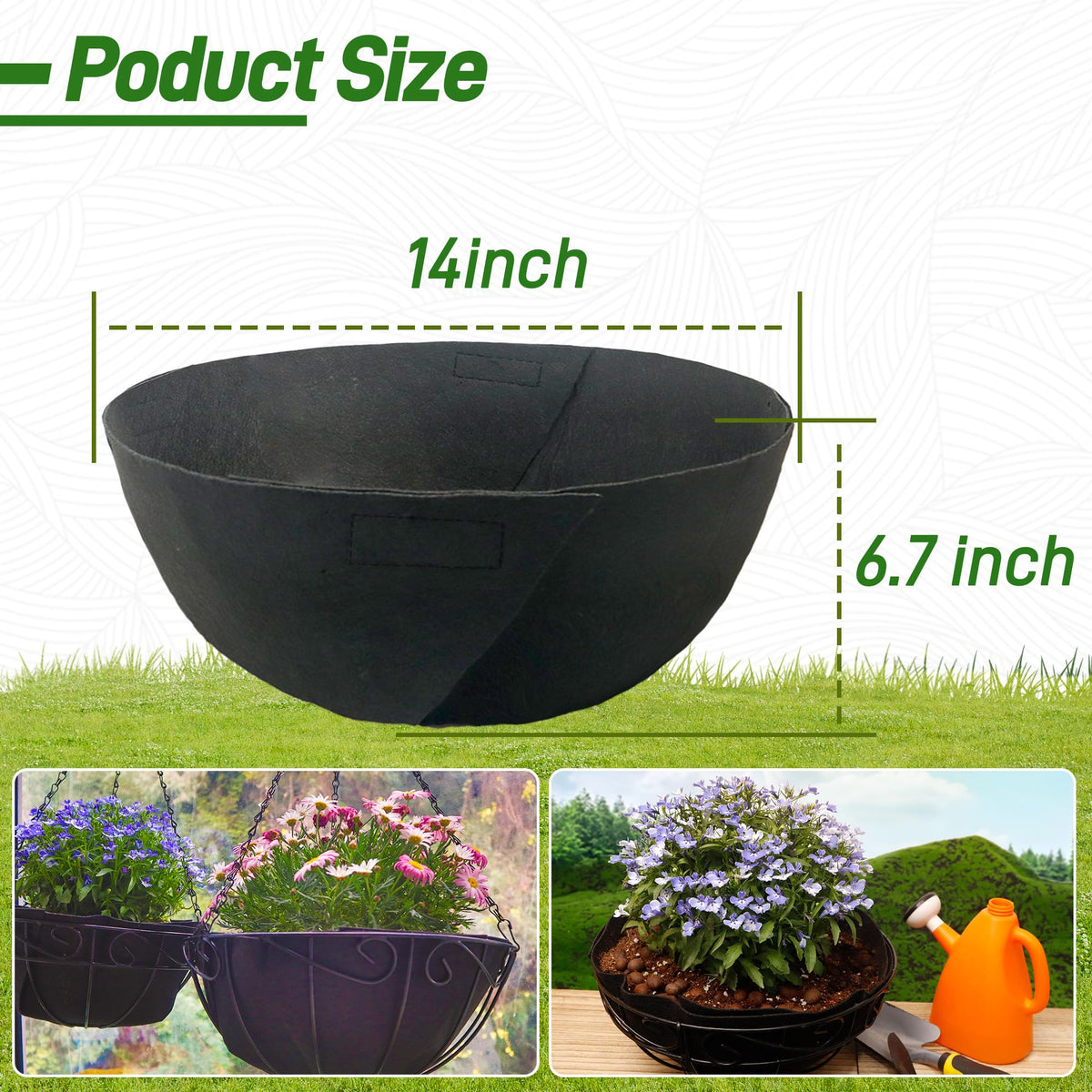 Sumloty felt planter liner close-up showing durable non-woven fabric and neat finish