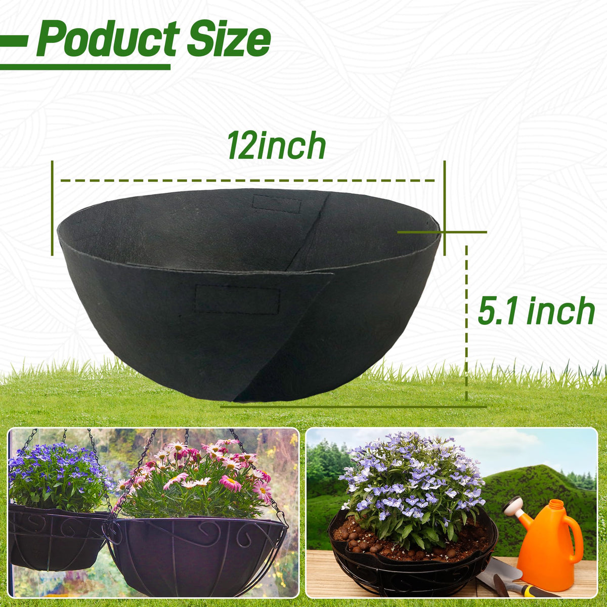 Sumloty hanging-basket liner with Velcro adjusts to different basket shapes