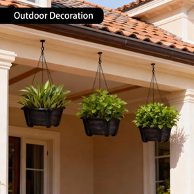 Summer Flower 9.84-inch planters with dimensions for railing or wall use.