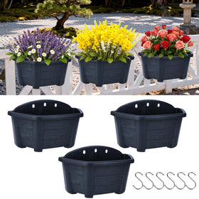 Summer Flower hanging planters on railing for stylish outdoor greenery.