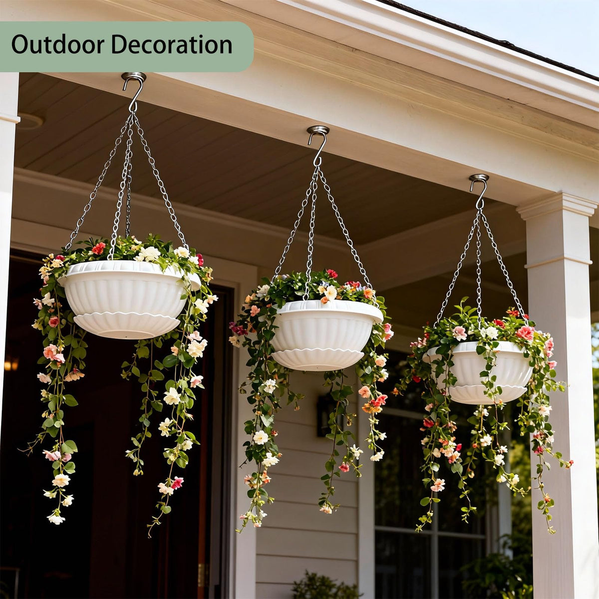 Large 12.59-inch Summer Flower planter accommodates flowers, herbs, and succulents.