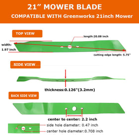 SummerCool 21-inch blade dimensions offer wide cutting coverage.