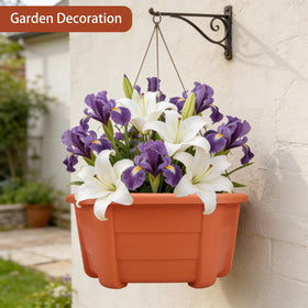 Summer Flower planters with strong hooks for easy railing mounting.