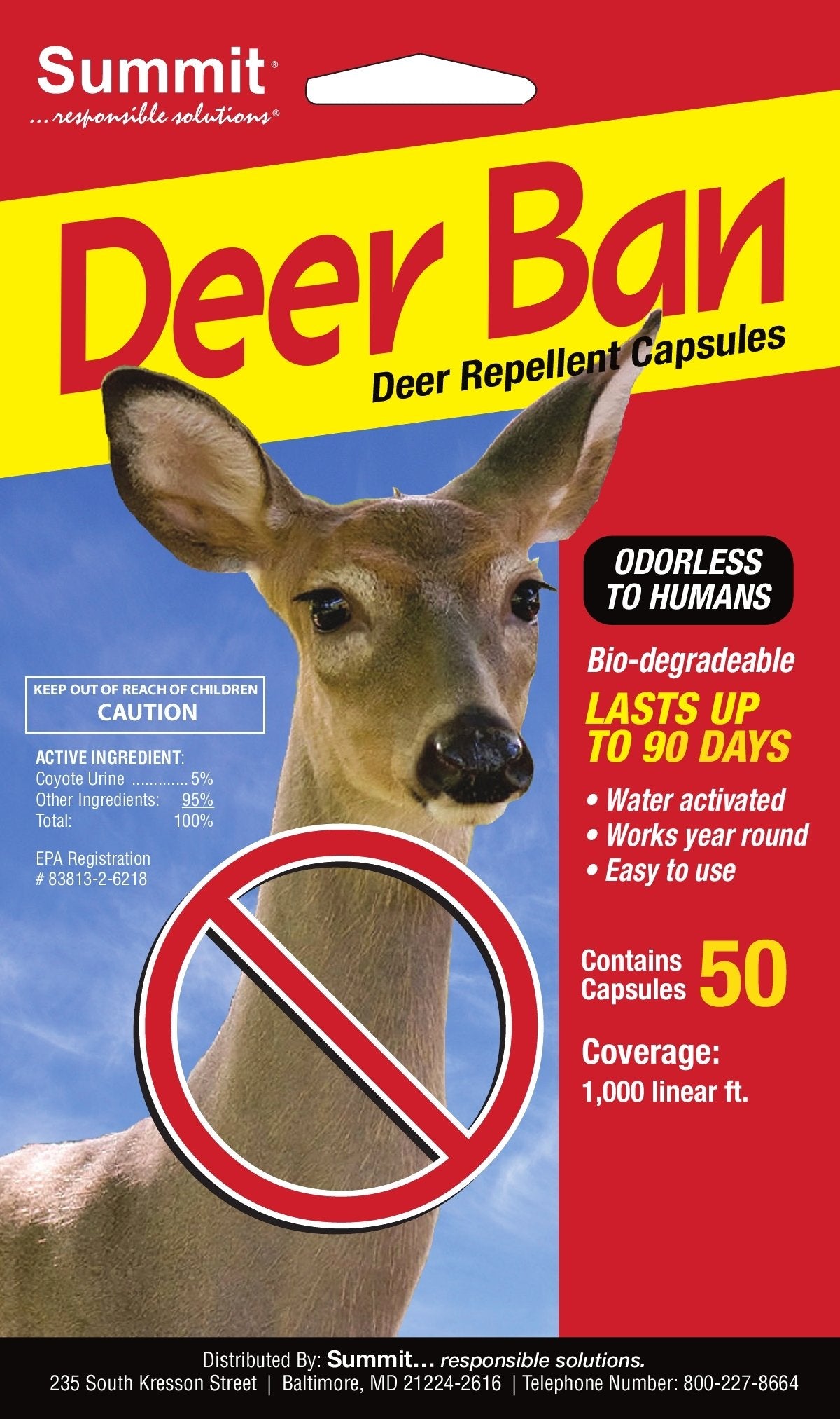 Summit Deer Ban gel-tablet application demonstrating odorless, water-activated protection for gardens.