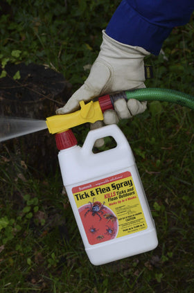 Summit Tick & Flea Spray outdoor application on lawn or patio