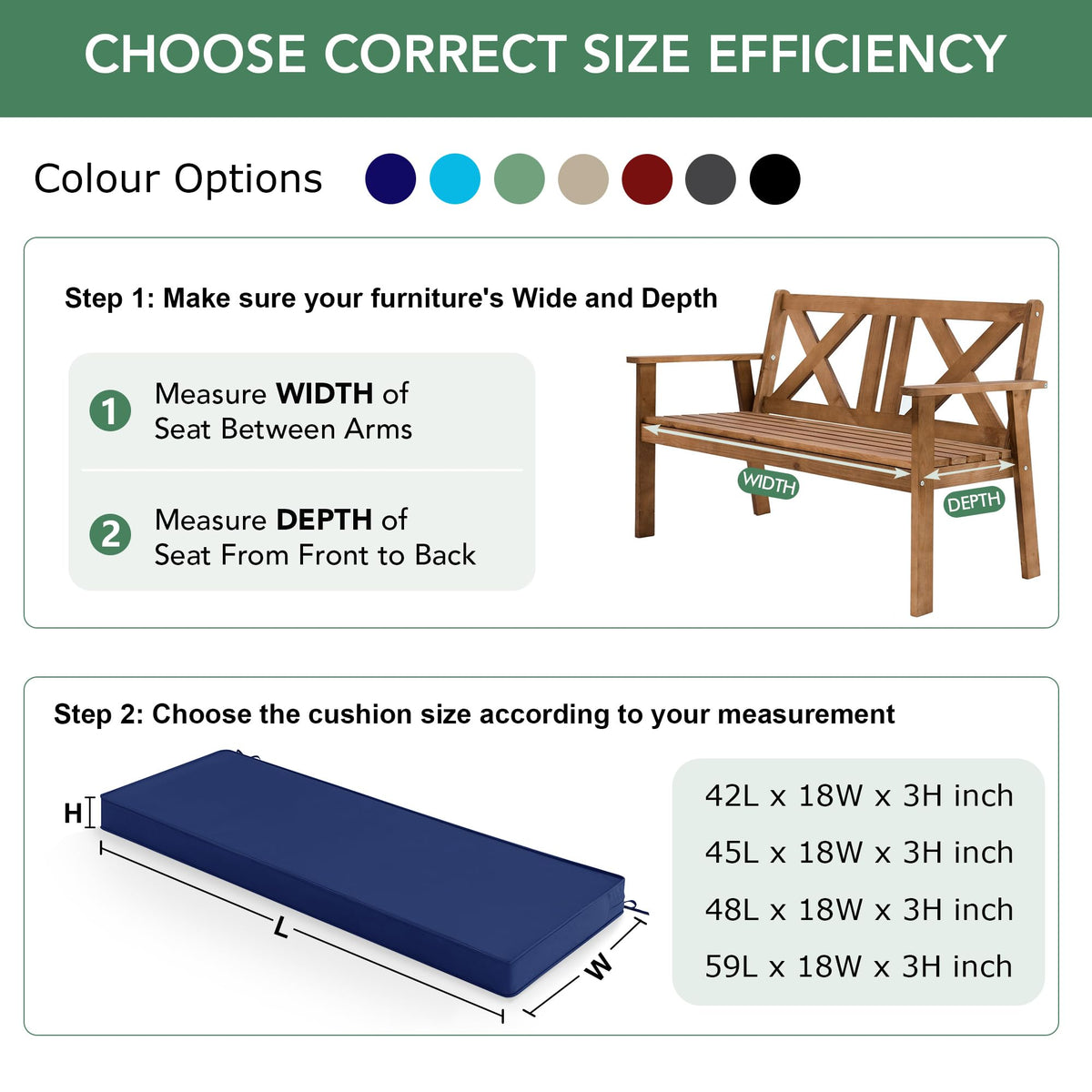 Summsun non-slip design helps cushion stay in place on outdoor furniture.